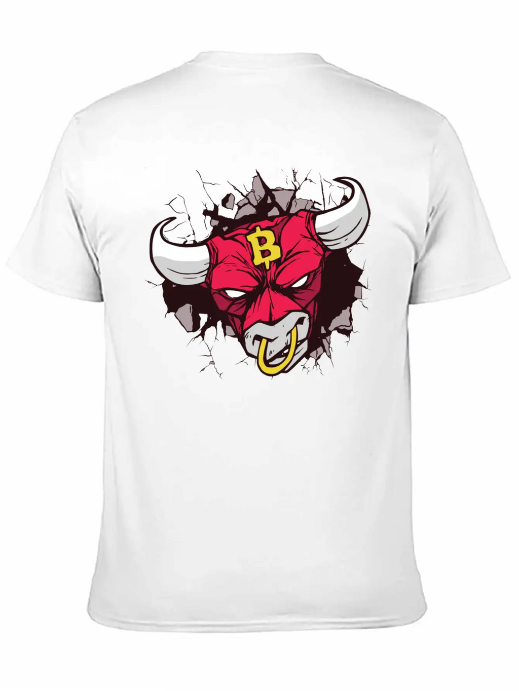 Angry Bull Bitcoin Sign Unisex Casual T-Shirt – Clean Design For Daily Comfort