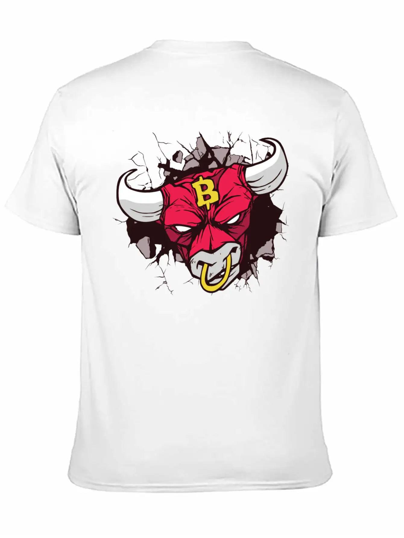Angry Bull Bitcoin Sign Unisex Casual T-Shirt – Clean Design For Daily Comfort