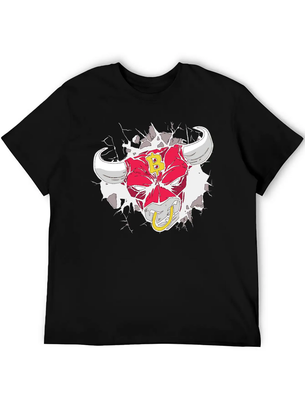 Angry Bull Bitcoin Sign Unisex Casual T-Shirt – Clean Design For Daily Comfort