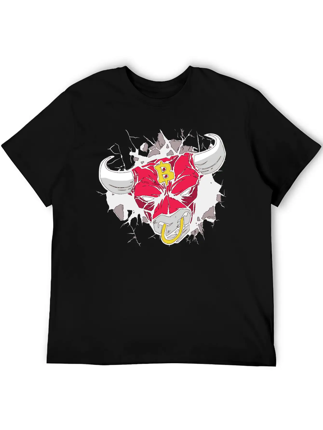 Angry Bull Bitcoin Sign Unisex Casual T-Shirt – Clean Design For Daily Comfort