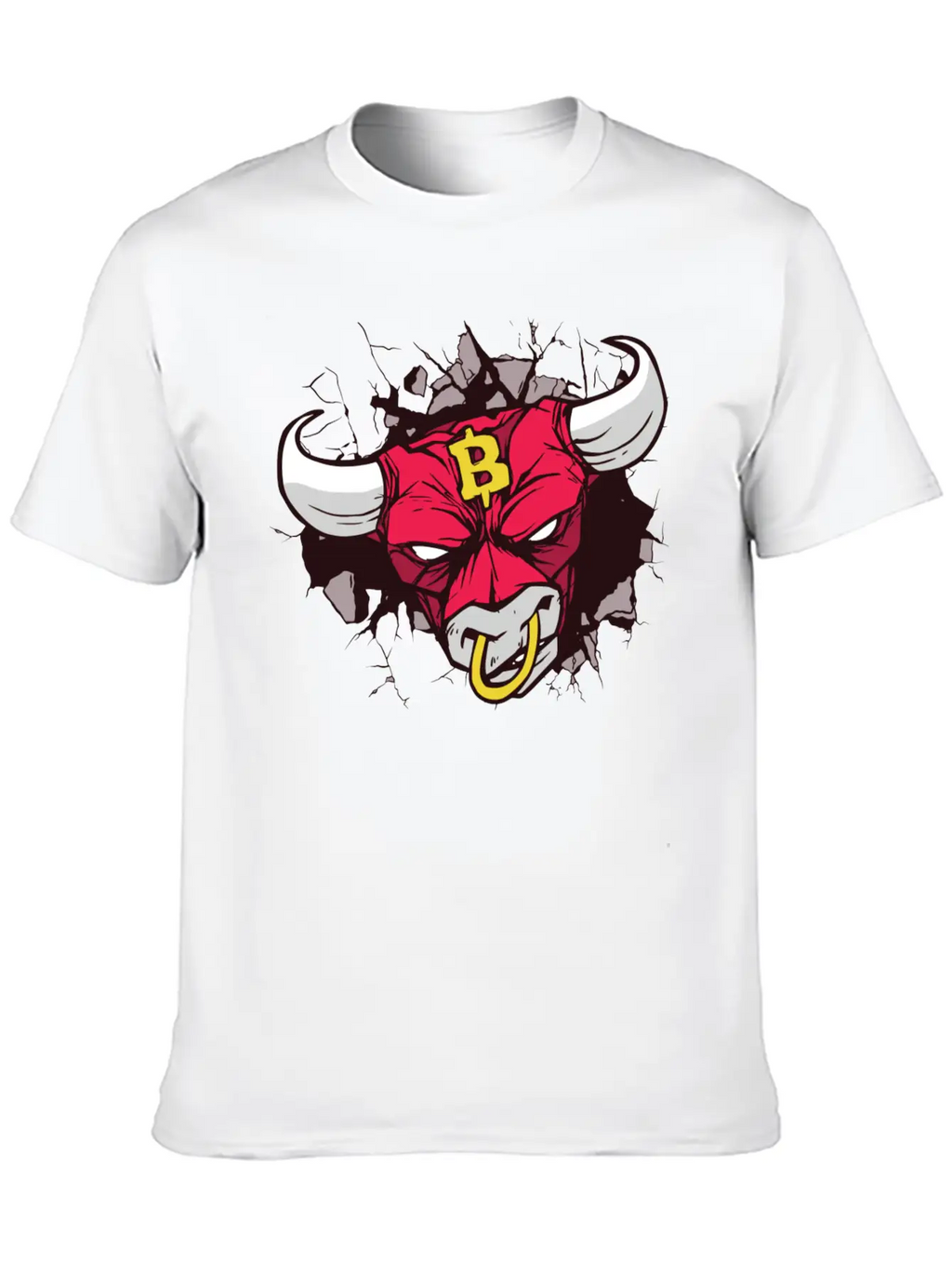 Angry Bull Bitcoin Sign Unisex Casual T-Shirt – Clean Design For Daily Comfort