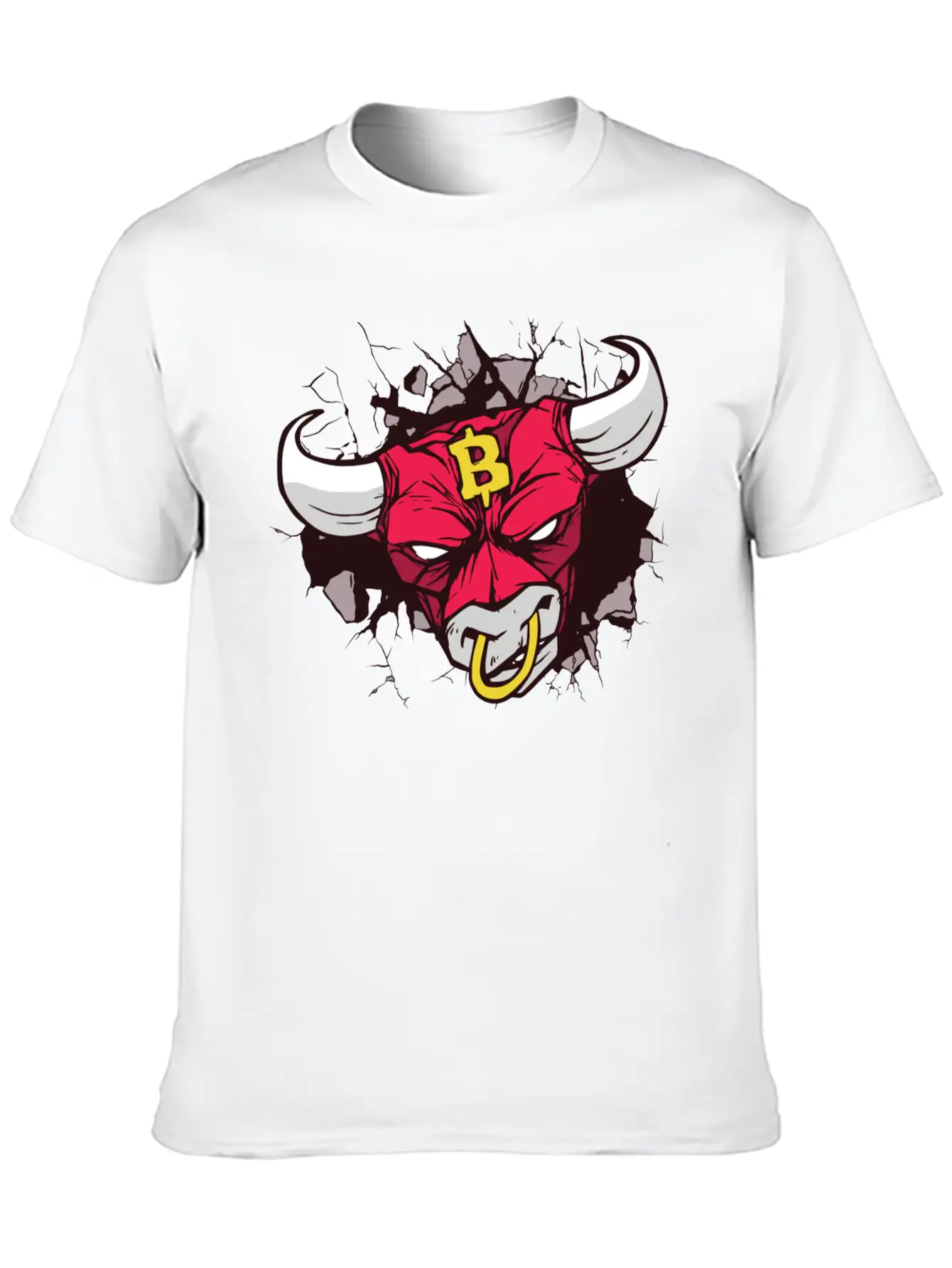 Angry Bull Bitcoin Sign Unisex Casual T-Shirt – Clean Design For Daily Comfort