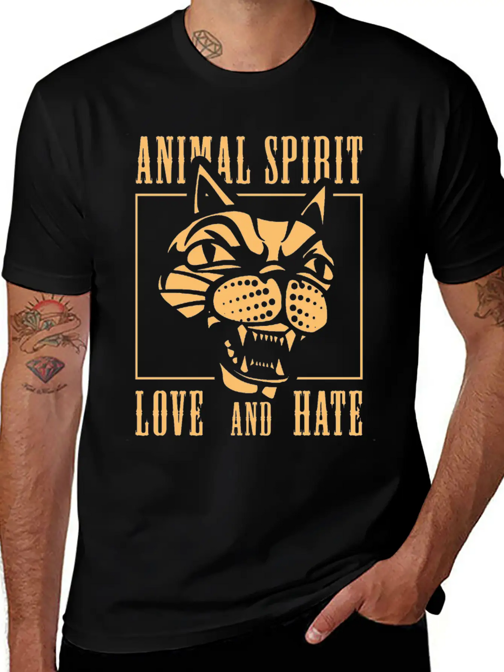 Animal Spirit Love And Hate Cat Unisex Casual T-Shirt – Clean Design For Daily Comfort