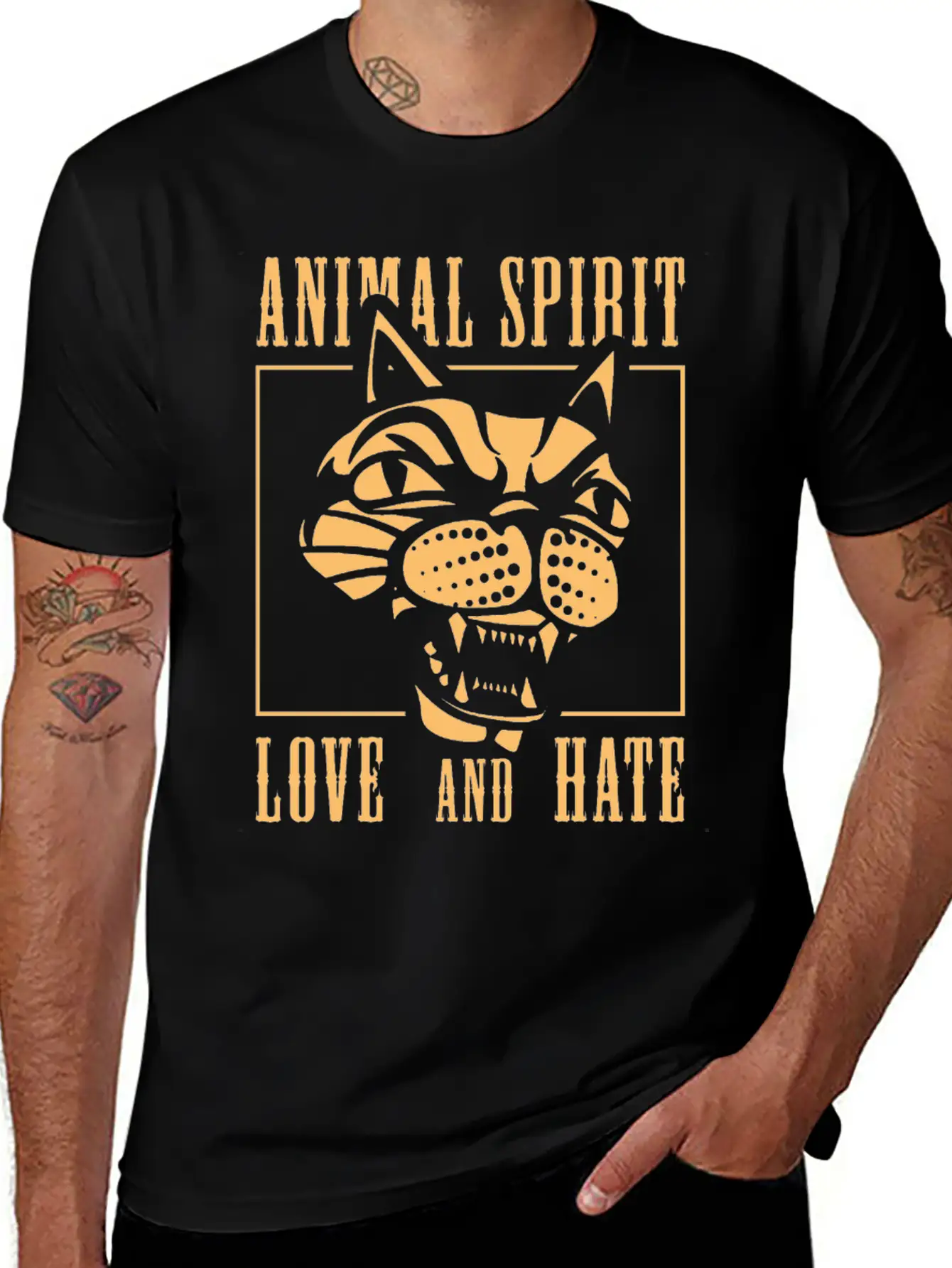 Animal Spirit Love And Hate Cat Unisex Casual T-Shirt – Clean Design For Daily Comfort
