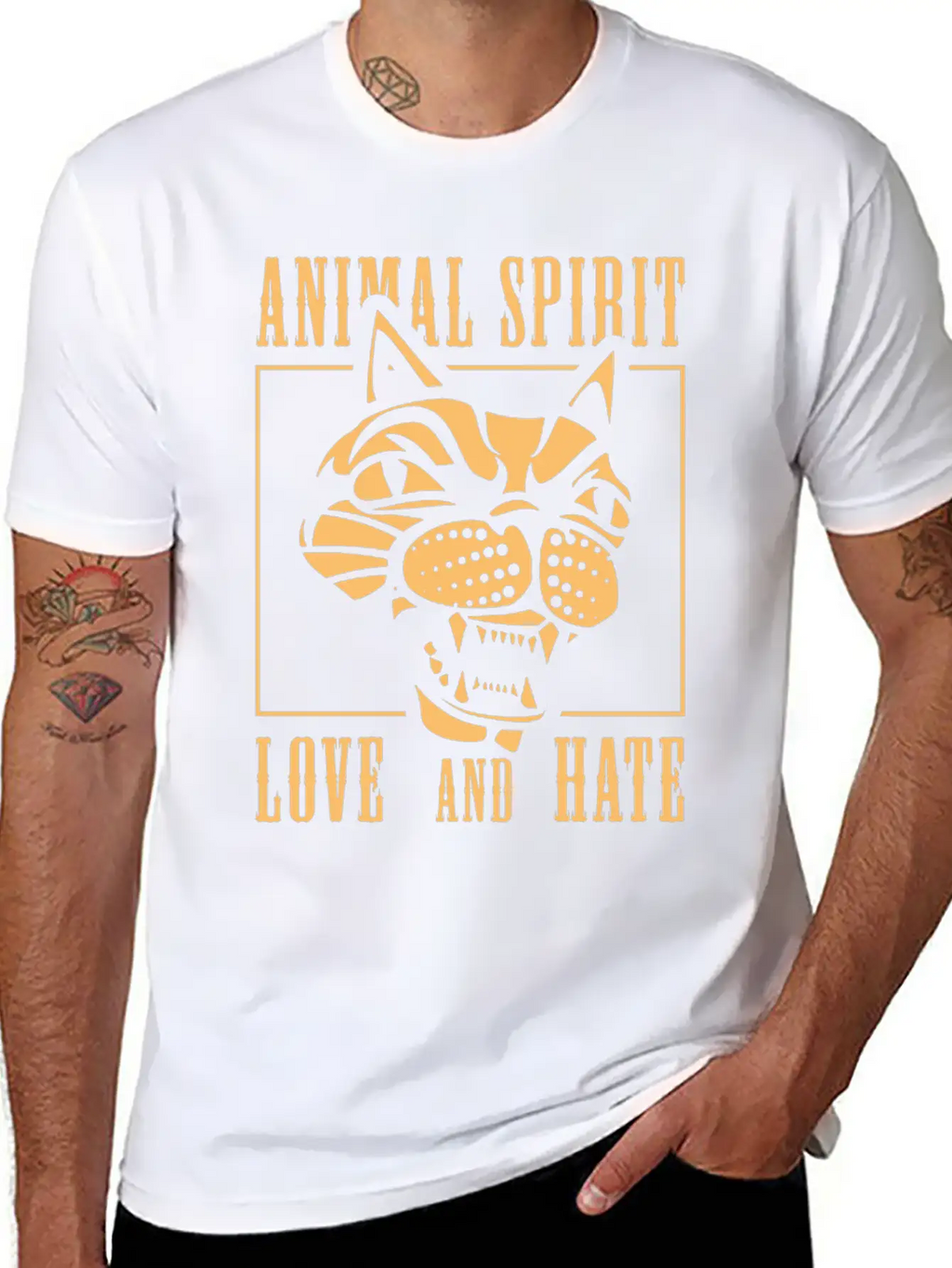 Animal Spirit Love And Hate Cat Unisex Casual T-Shirt – Clean Design For Daily Comfort