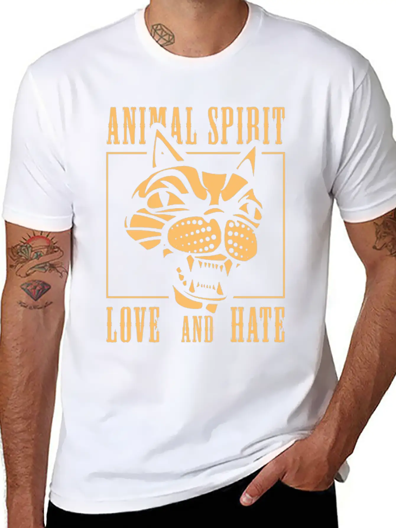 Animal Spirit Love And Hate Cat Unisex Casual T-Shirt – Clean Design For Daily Comfort