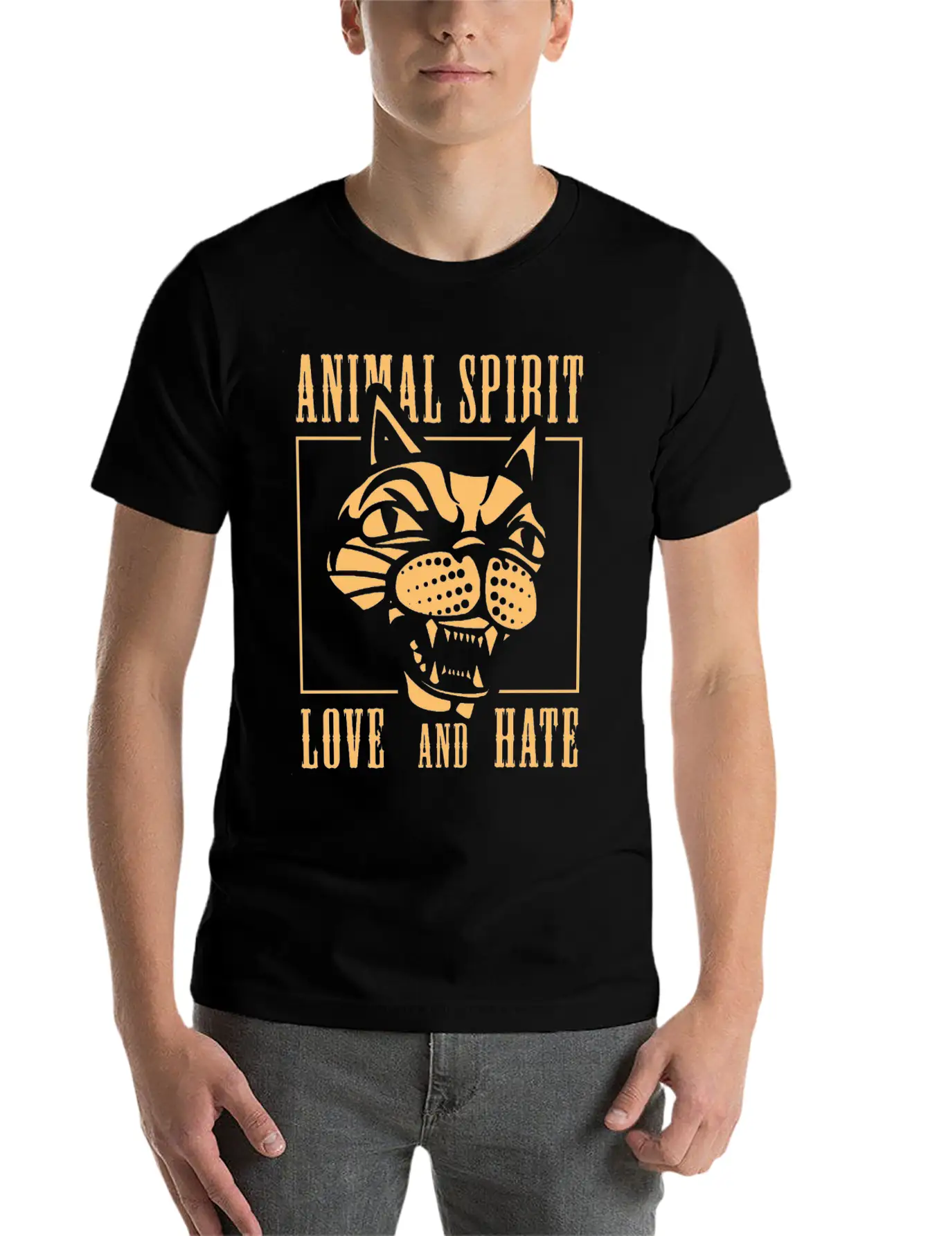 Animal Spirit Love And Hate Cat Unisex Casual T-Shirt – Clean Design For Daily Comfort