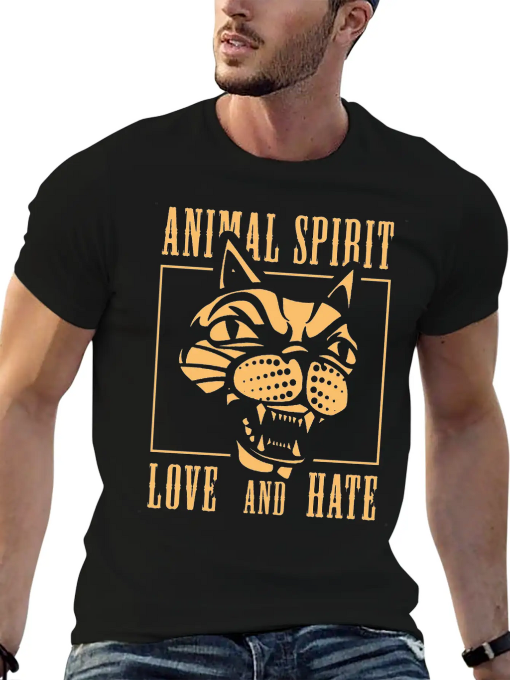 Animal Spirit Love And Hate Cat Unisex Casual T-Shirt – Clean Design For Daily Comfort