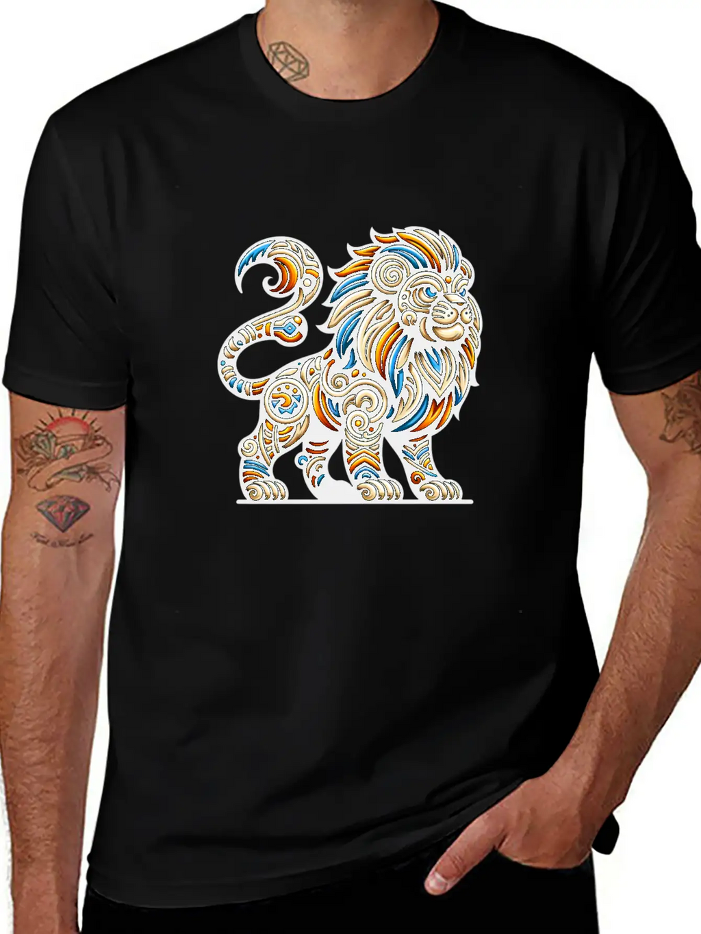 ANIMAL TOTEM - LION - 7 Lightweight Cotton T-Shirt – Daily Comfort Graphic Shirt