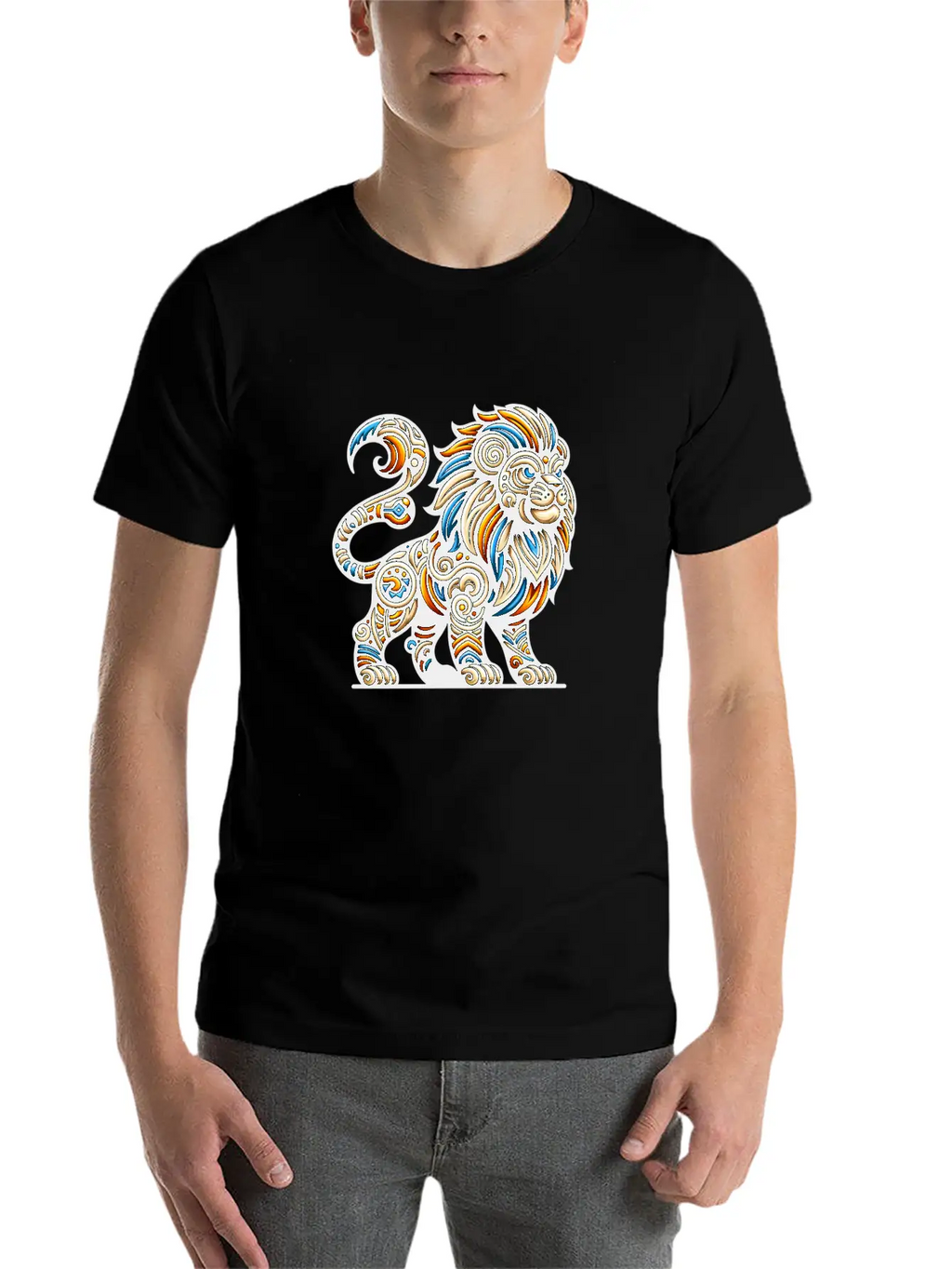 ANIMAL TOTEM - LION - 7 Lightweight Cotton T-Shirt – Daily Comfort Graphic Shirt