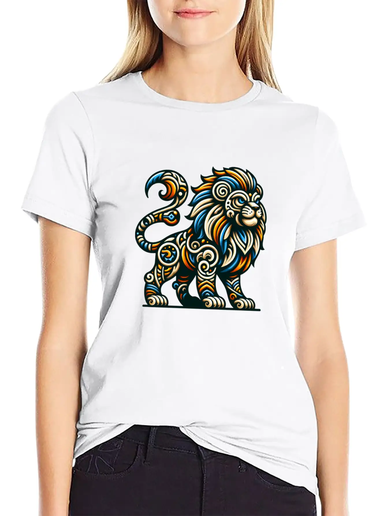 ANIMAL TOTEM - LION - 7 Lightweight Cotton T-Shirt – Daily Comfort Graphic Shirt