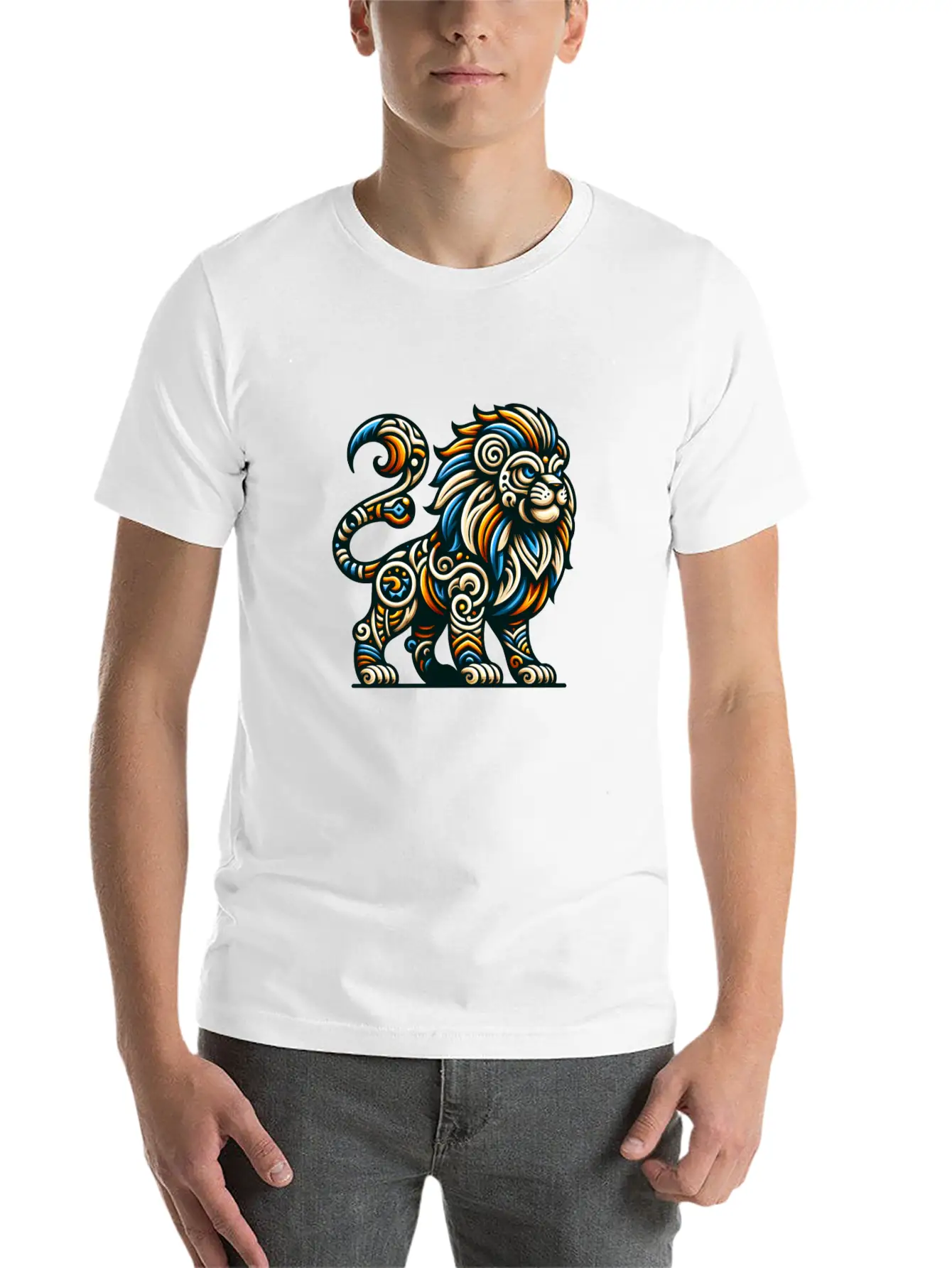 ANIMAL TOTEM - LION - 7 Lightweight Cotton T-Shirt – Daily Comfort Graphic Shirt