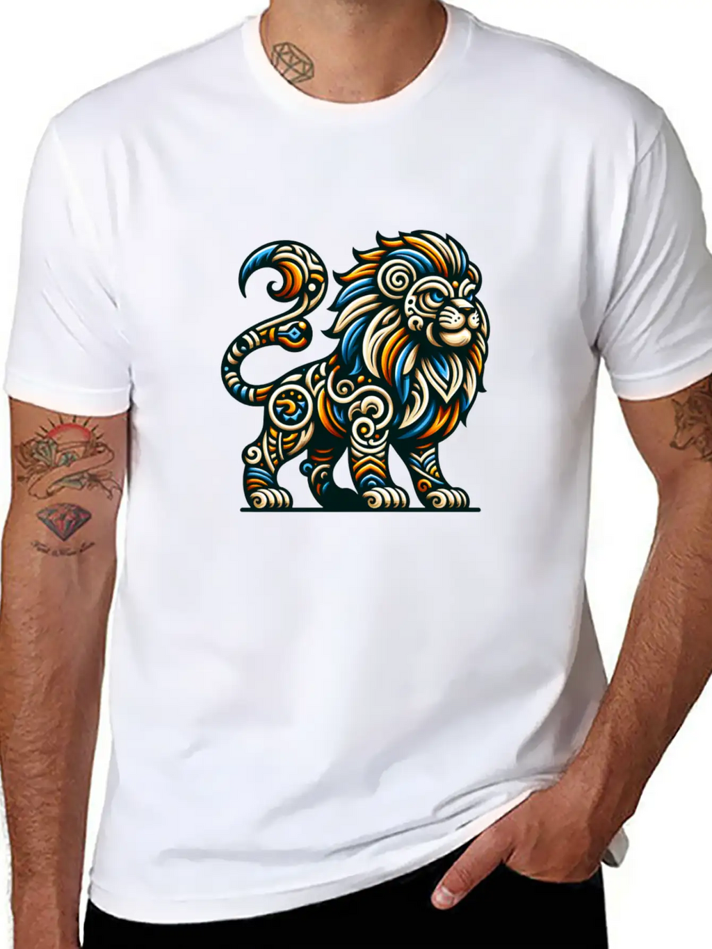 ANIMAL TOTEM - LION - 7 Lightweight Cotton T-Shirt – Daily Comfort Graphic Shirt
