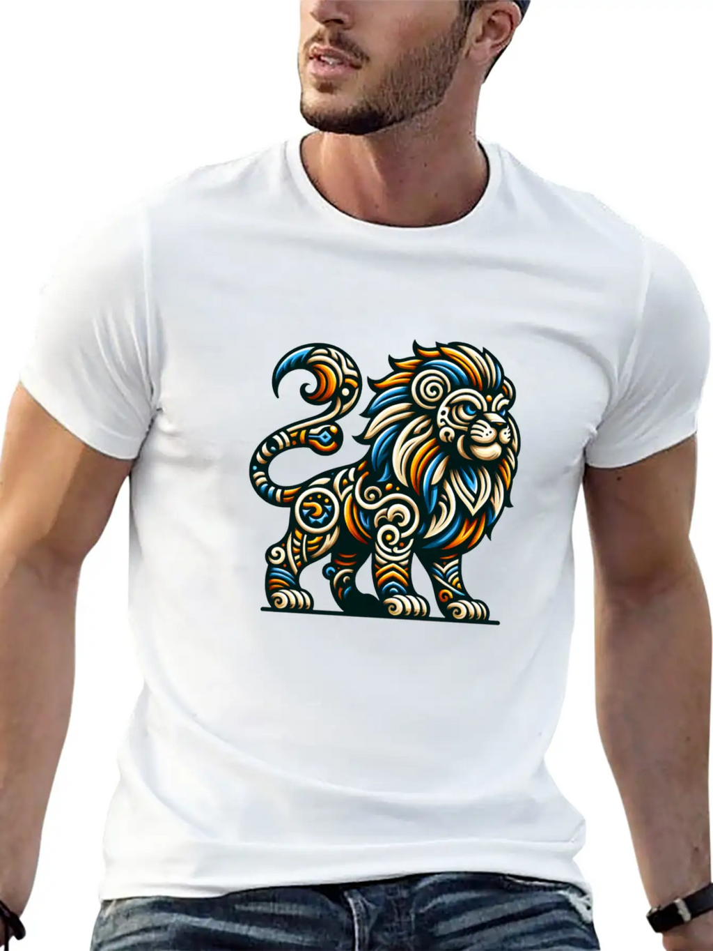 ANIMAL TOTEM - LION - 7 Lightweight Cotton T-Shirt – Daily Comfort Graphic Shirt