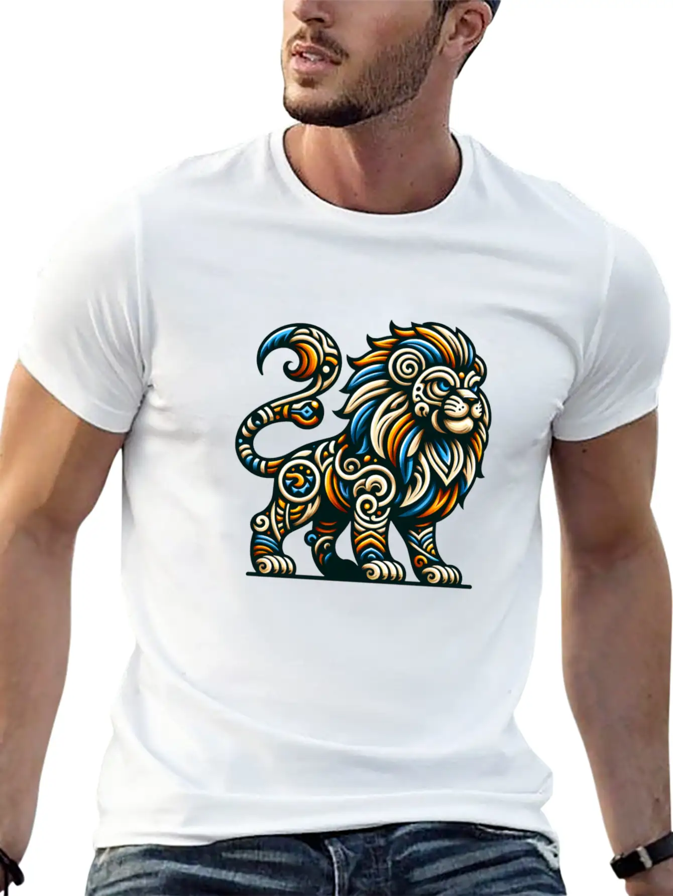 ANIMAL TOTEM - LION - 7 Lightweight Cotton T-Shirt – Daily Comfort Graphic Shirt