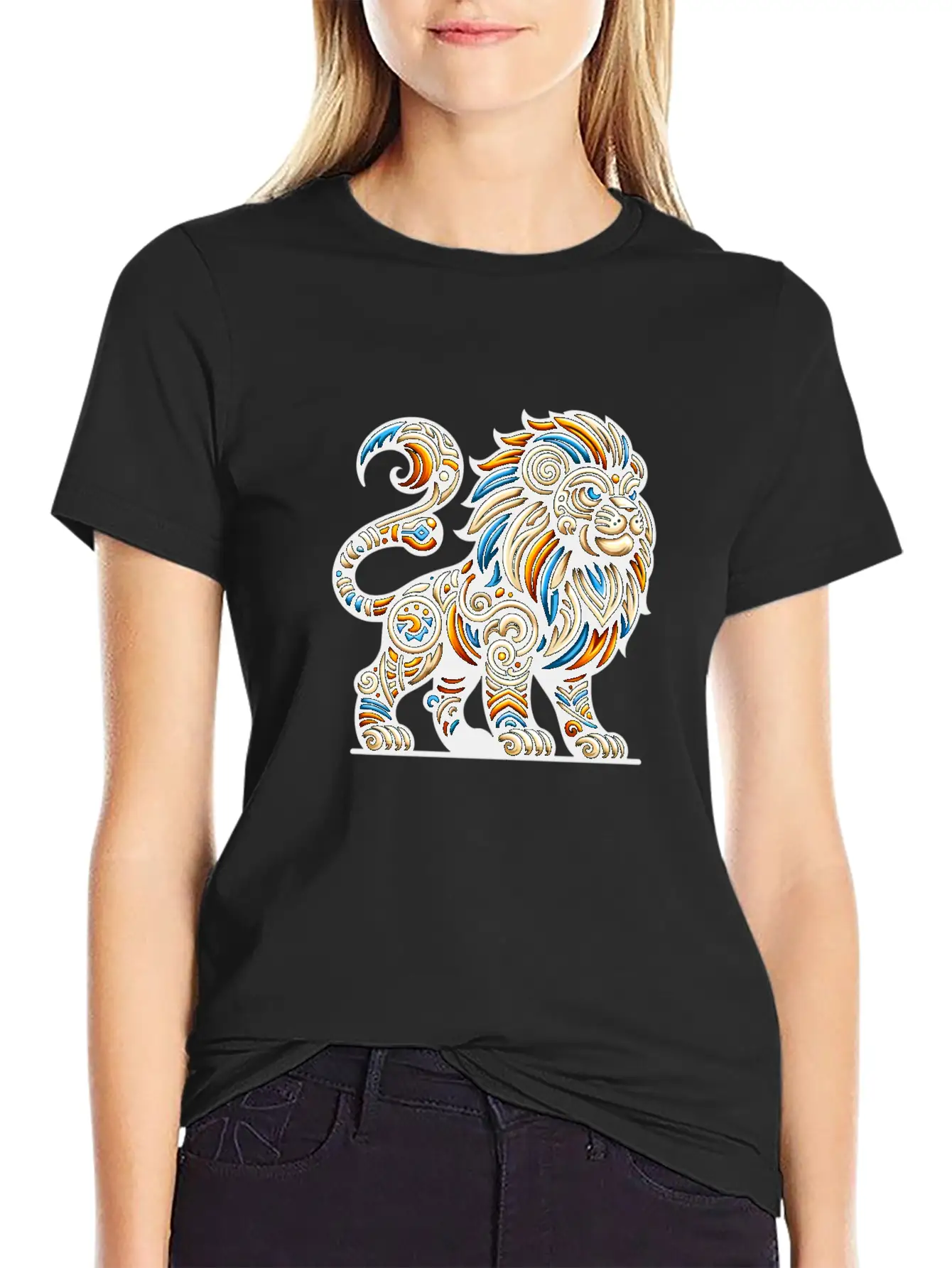 ANIMAL TOTEM - LION - 7 Lightweight Cotton T-Shirt – Daily Comfort Graphic Shirt