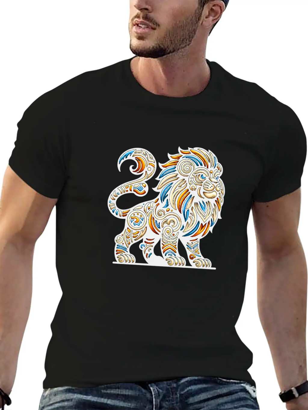 ANIMAL TOTEM - LION - 7 Lightweight Cotton T-Shirt – Daily Comfort Graphic Shirt