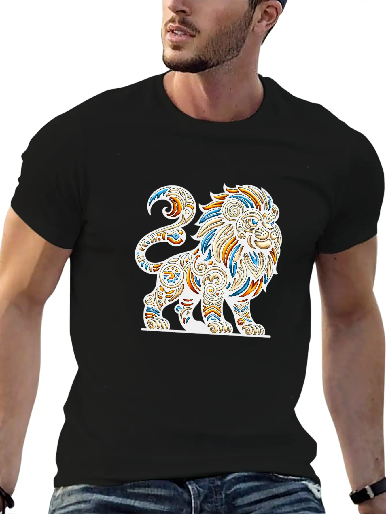 ANIMAL TOTEM - LION - 7 Lightweight Cotton T-Shirt – Daily Comfort Graphic Shirt
