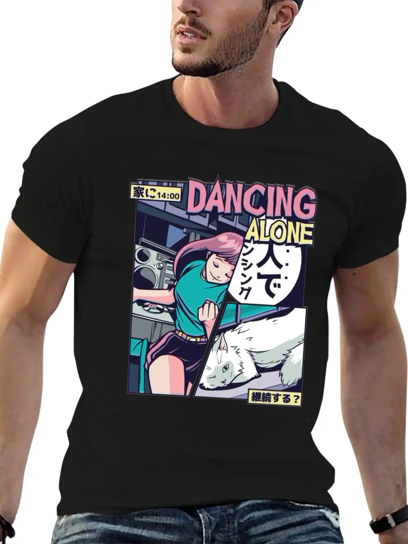 ANIME DANCING VAPORWAVE Breathable Graphic T-Shirt – Perfect For Casual Days