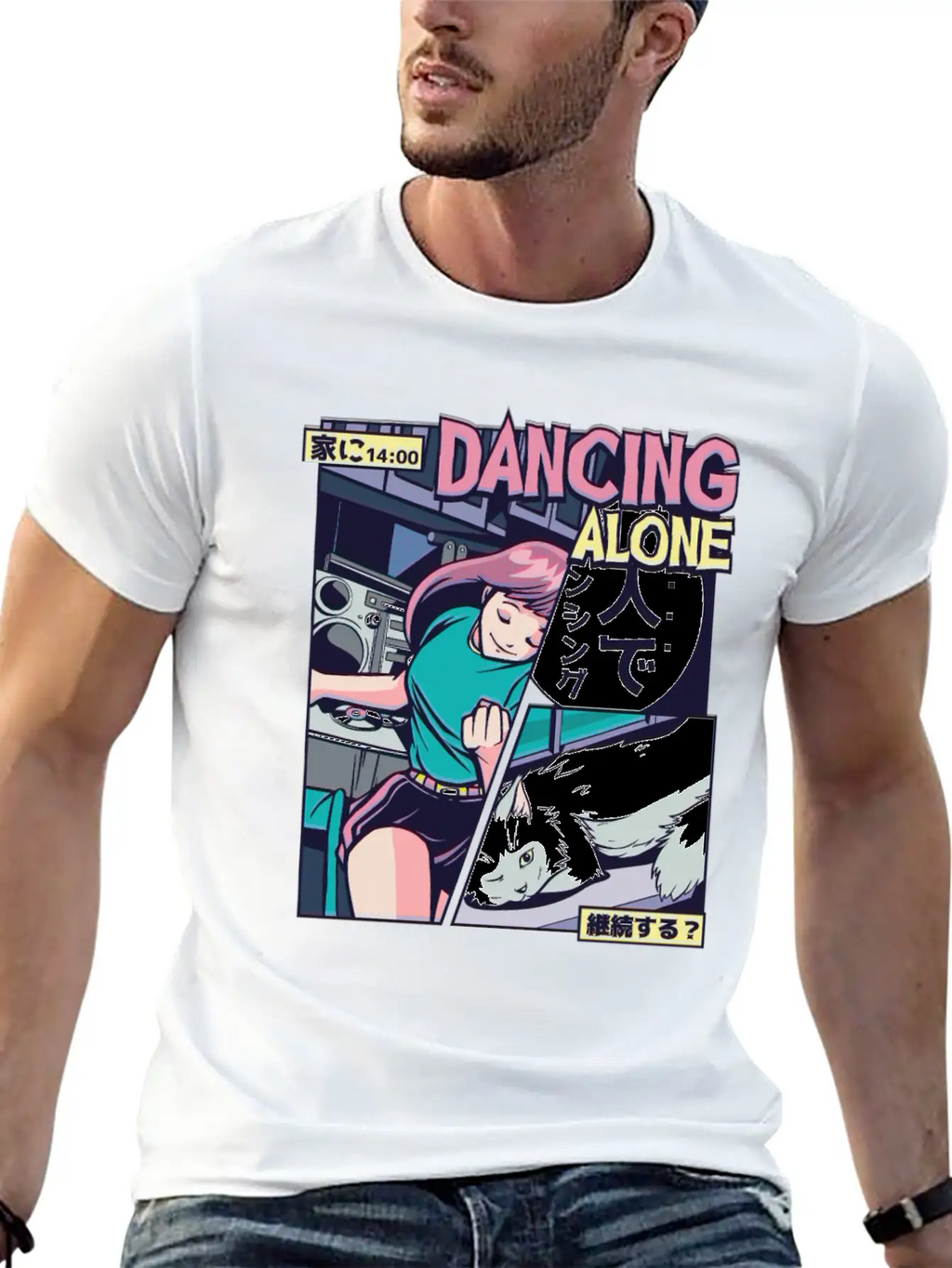 ANIME DANCING VAPORWAVE Breathable Graphic T-Shirt – Perfect For Casual Days
