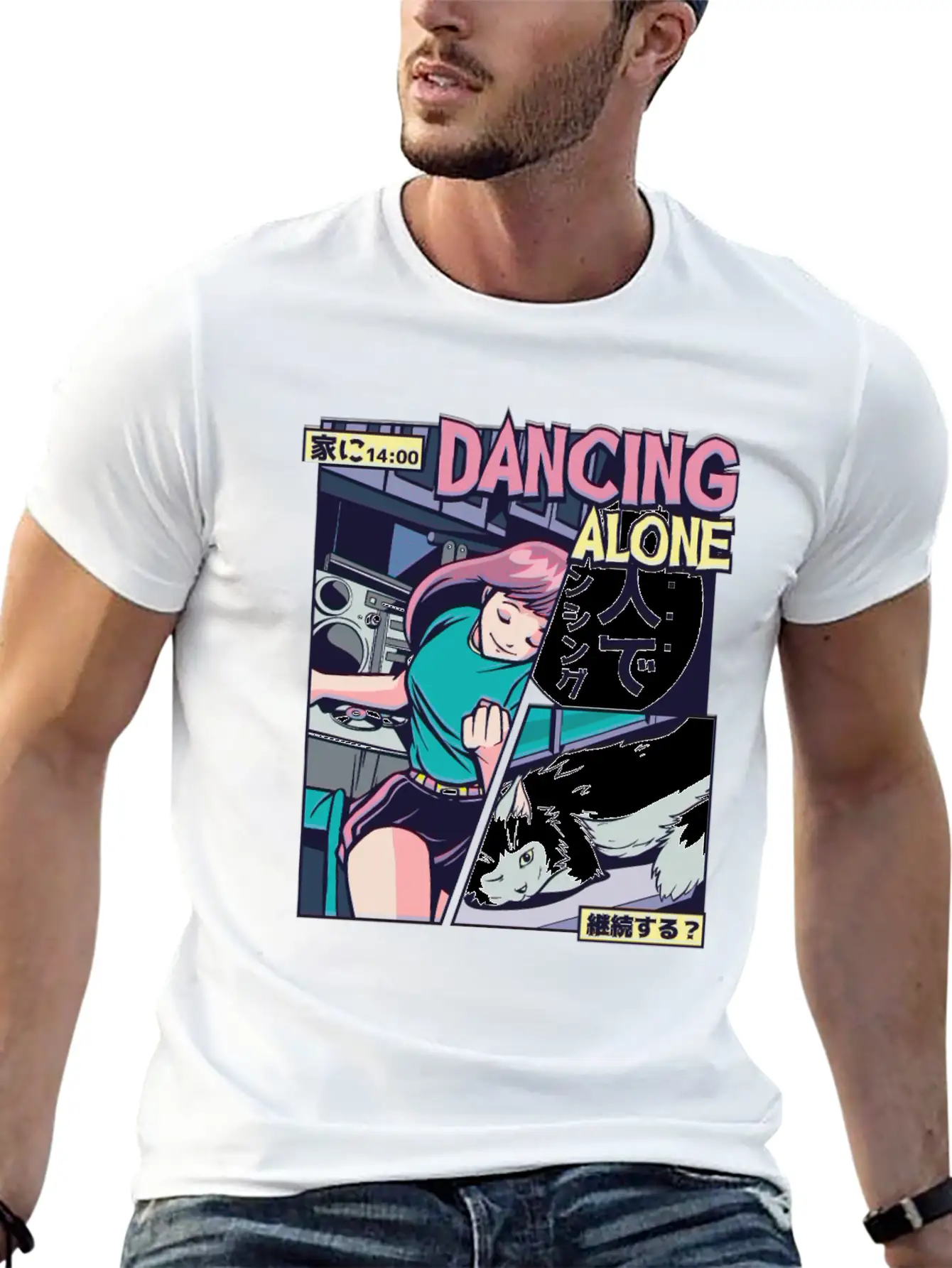 ANIME DANCING VAPORWAVE Breathable Graphic T-Shirt – Perfect For Casual Days