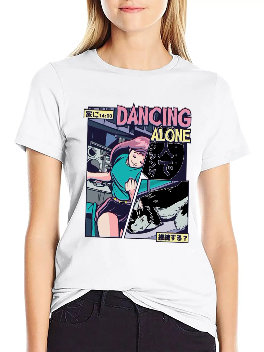 ANIME DANCING VAPORWAVE Breathable Graphic T-Shirt – Perfect For Casual Days