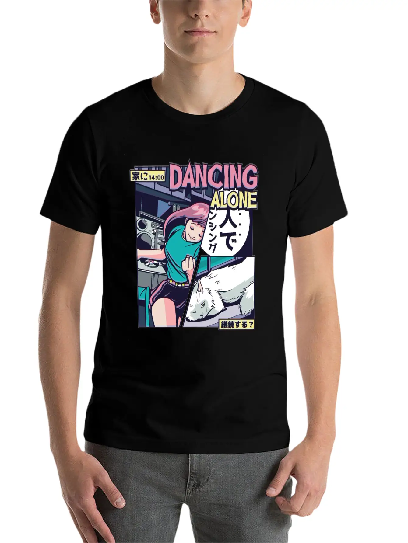 ANIME DANCING VAPORWAVE Breathable Graphic T-Shirt – Perfect For Casual Days