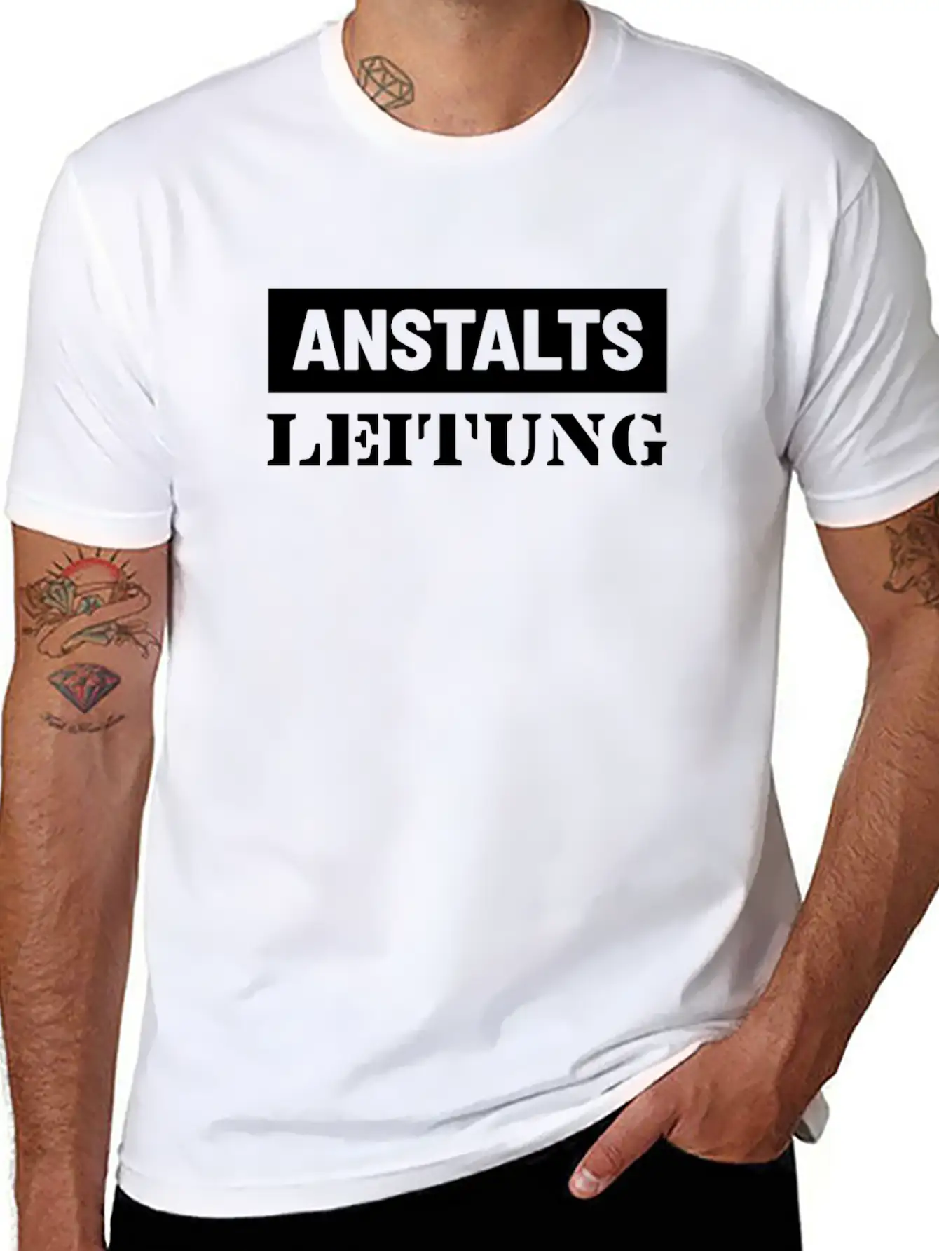 Anstalts Leitung Classic Crew Neck Graphic Tee – Everyday Minimal Look
