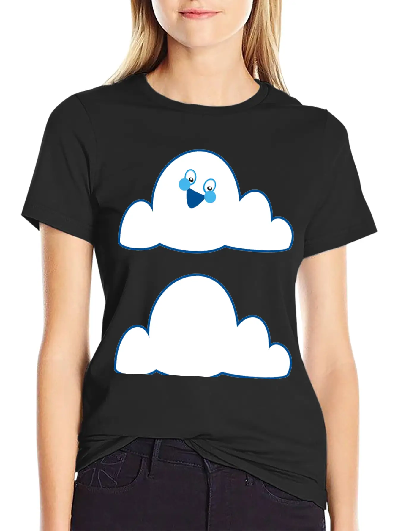 Anthropomorphic Cloud Breathable Graphic T-Shirt – Perfect For Casual Days