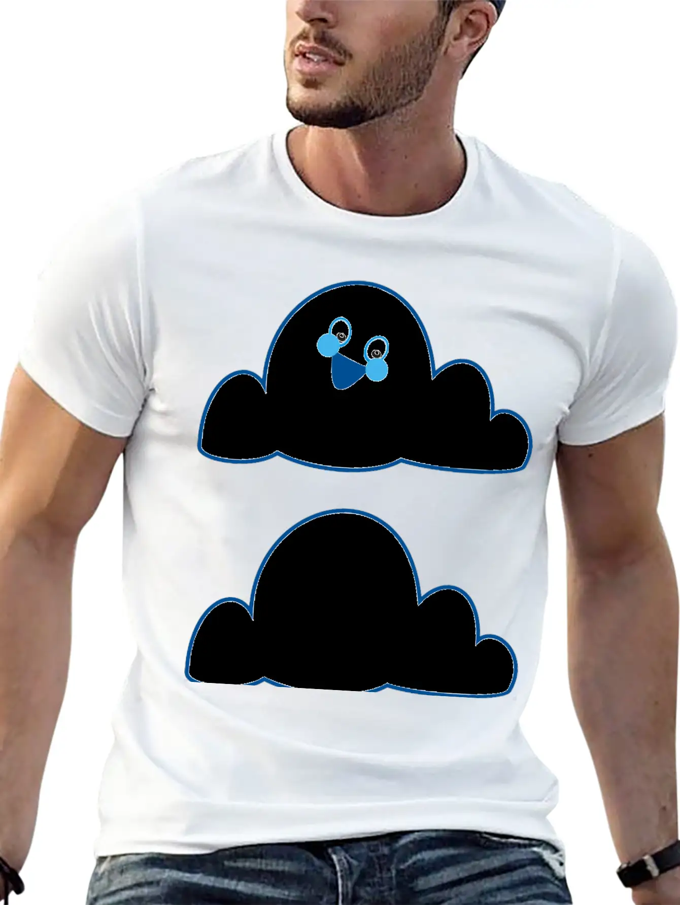 Anthropomorphic Cloud Breathable Graphic T-Shirt – Perfect For Casual Days