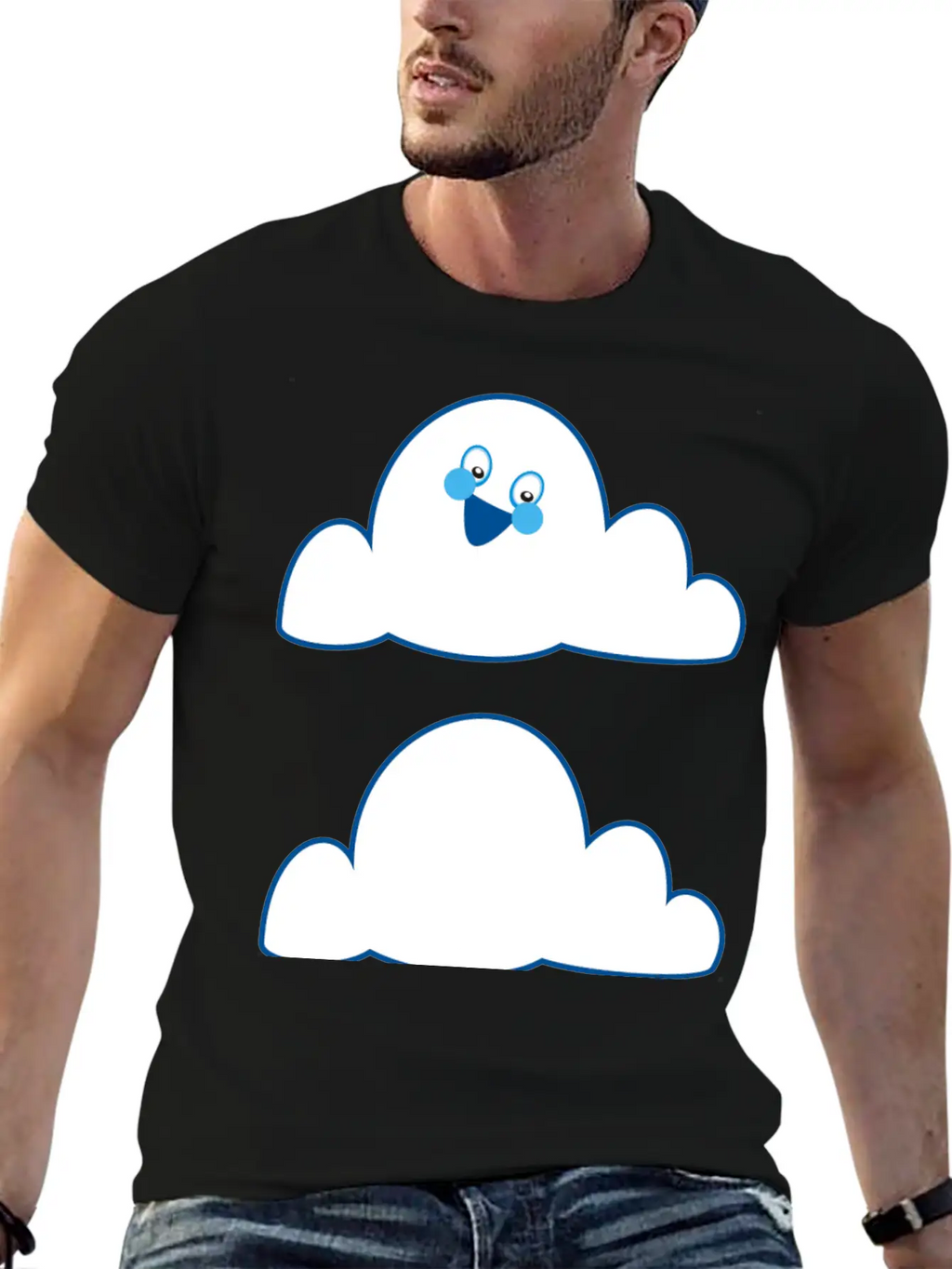 Anthropomorphic Cloud Breathable Graphic T-Shirt – Perfect For Casual Days