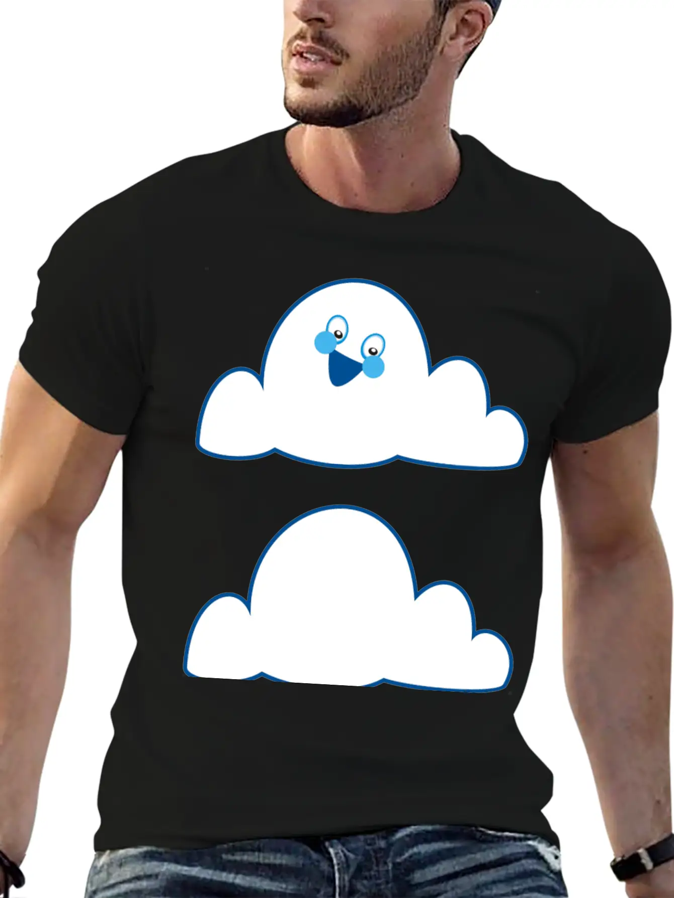 Anthropomorphic Cloud Breathable Graphic T-Shirt – Perfect For Casual Days