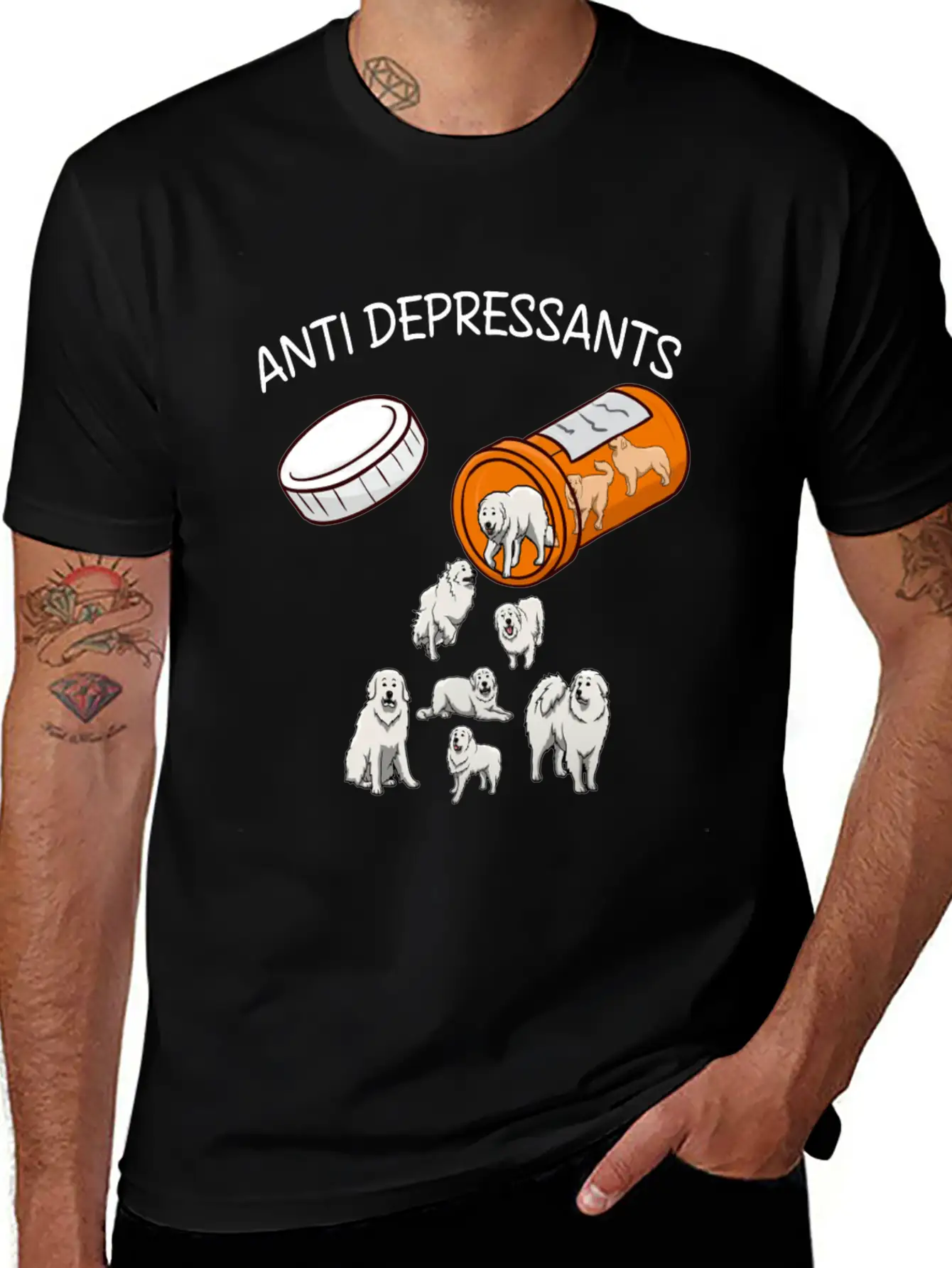 ANTI DEPRESSANTS GREAT PYRENEES Classic Fit Graphic Tee For Daily Comfort – Unisex Cotton Shirt
