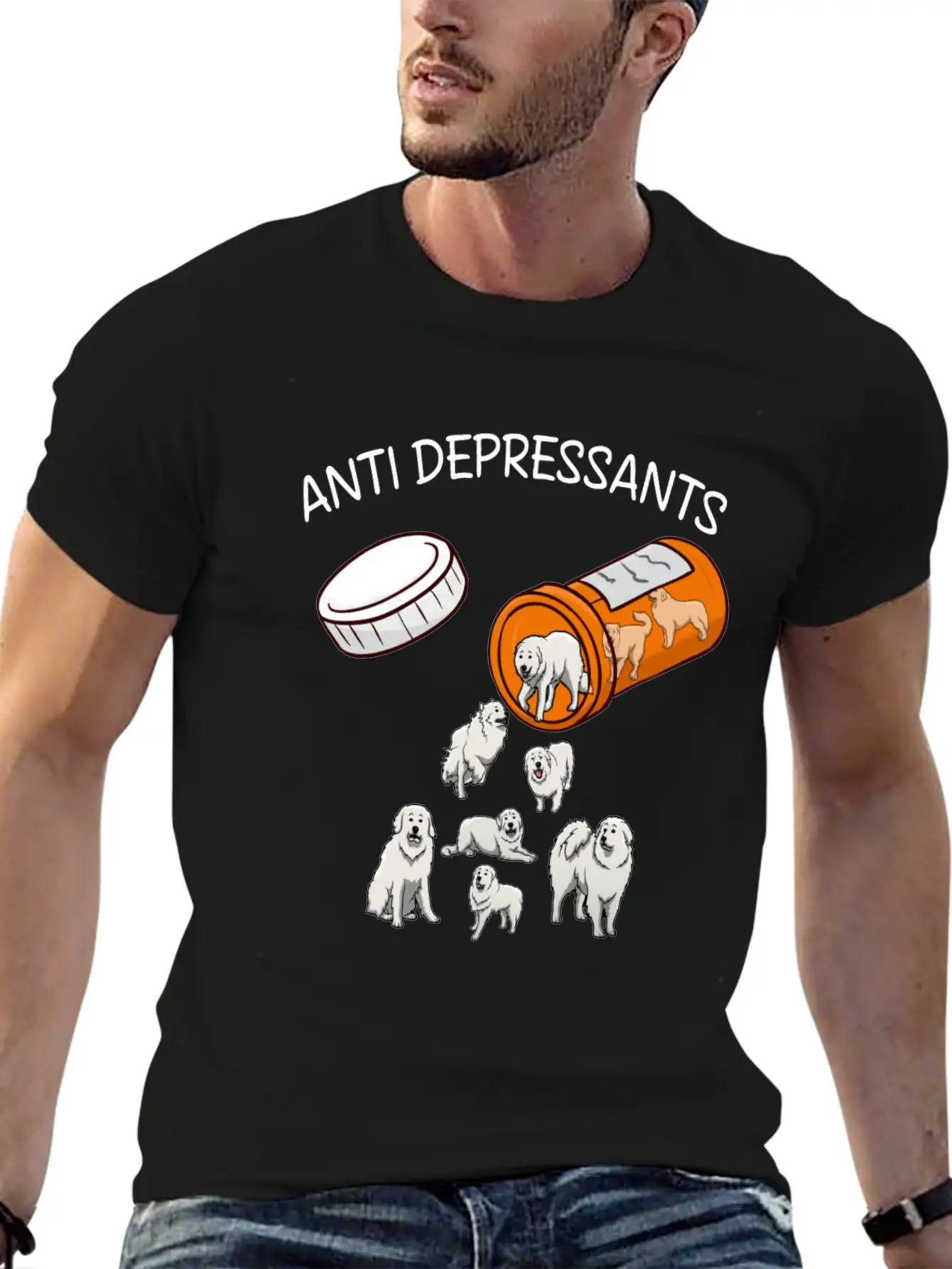 ANTI DEPRESSANTS GREAT PYRENEES Classic Fit Graphic Tee For Daily Comfort – Unisex Cotton Shirt