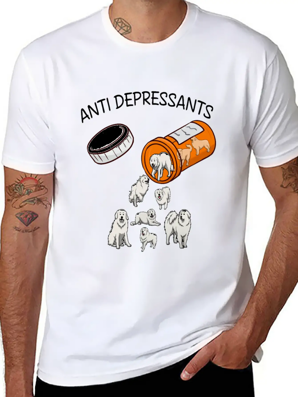 ANTI DEPRESSANTS GREAT PYRENEES Classic Fit Graphic Tee For Daily Comfort – Unisex Cotton Shirt