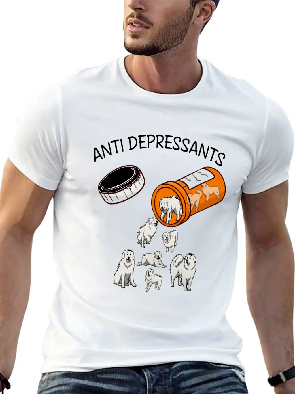 ANTI DEPRESSANTS GREAT PYRENEES Lightweight Cotton T-Shirt – Daily Comfort Graphic Shirt