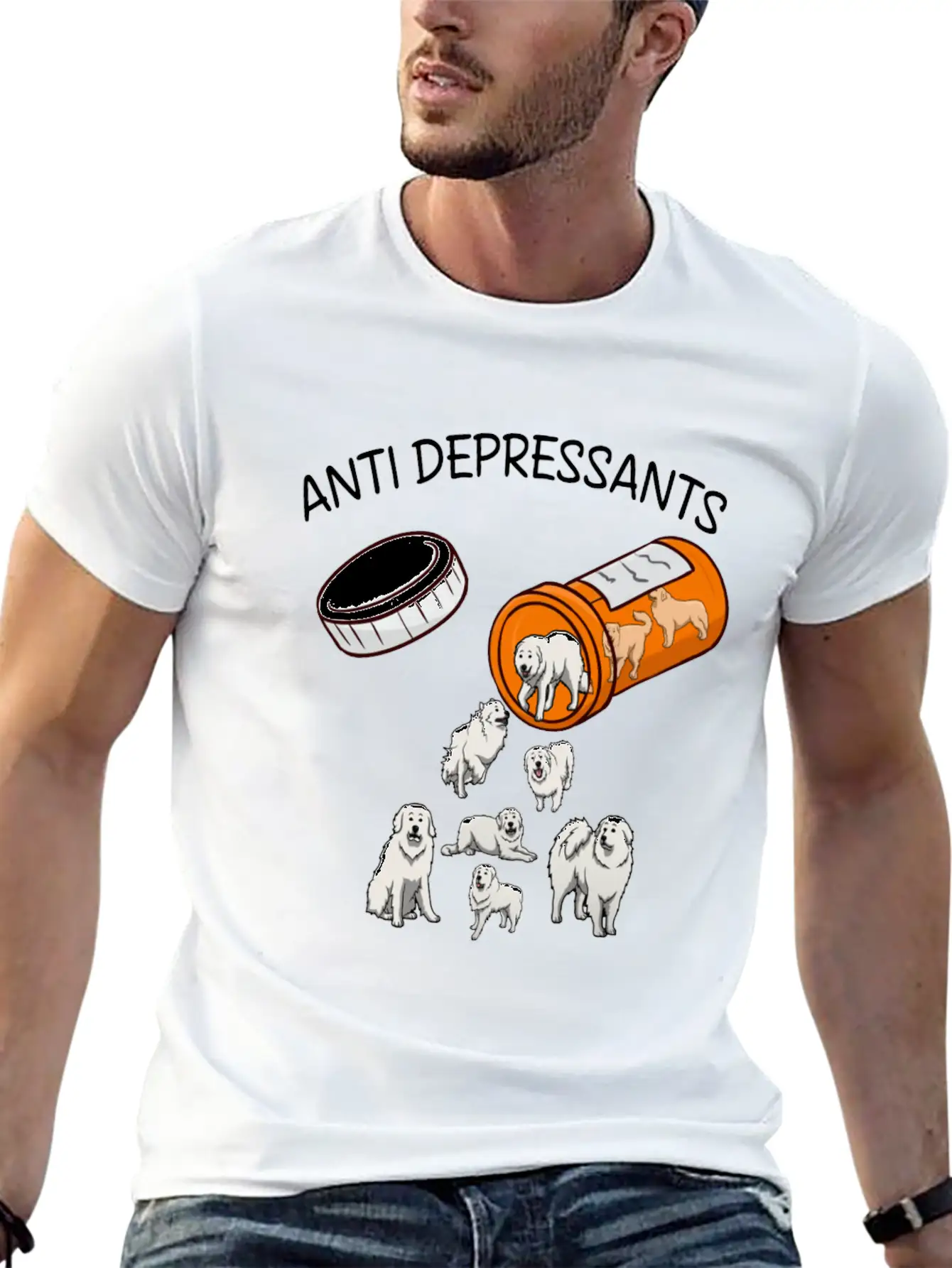 ANTI DEPRESSANTS GREAT PYRENEES Lightweight Cotton T-Shirt – Daily Comfort Graphic Shirt