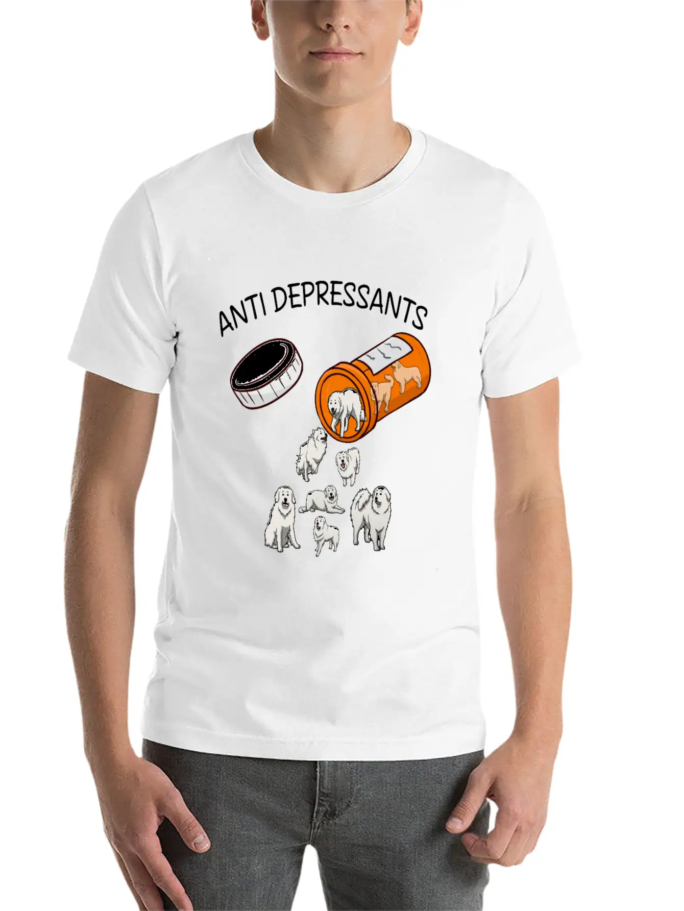 ANTI DEPRESSANTS GREAT PYRENEES Lightweight Cotton T-Shirt – Daily Comfort Graphic Shirt