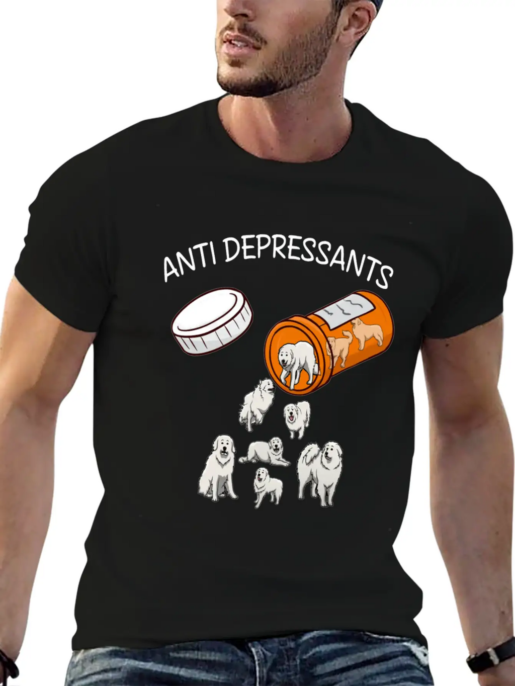 ANTI DEPRESSANTS GREAT PYRENEES Lightweight Cotton T-Shirt – Daily Comfort Graphic Shirt