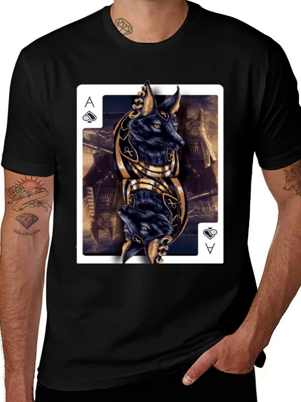 Anubis Egyptian God Of The Afterlife Classic Crew Neck Graphic Tee – Everyday Minimal Look