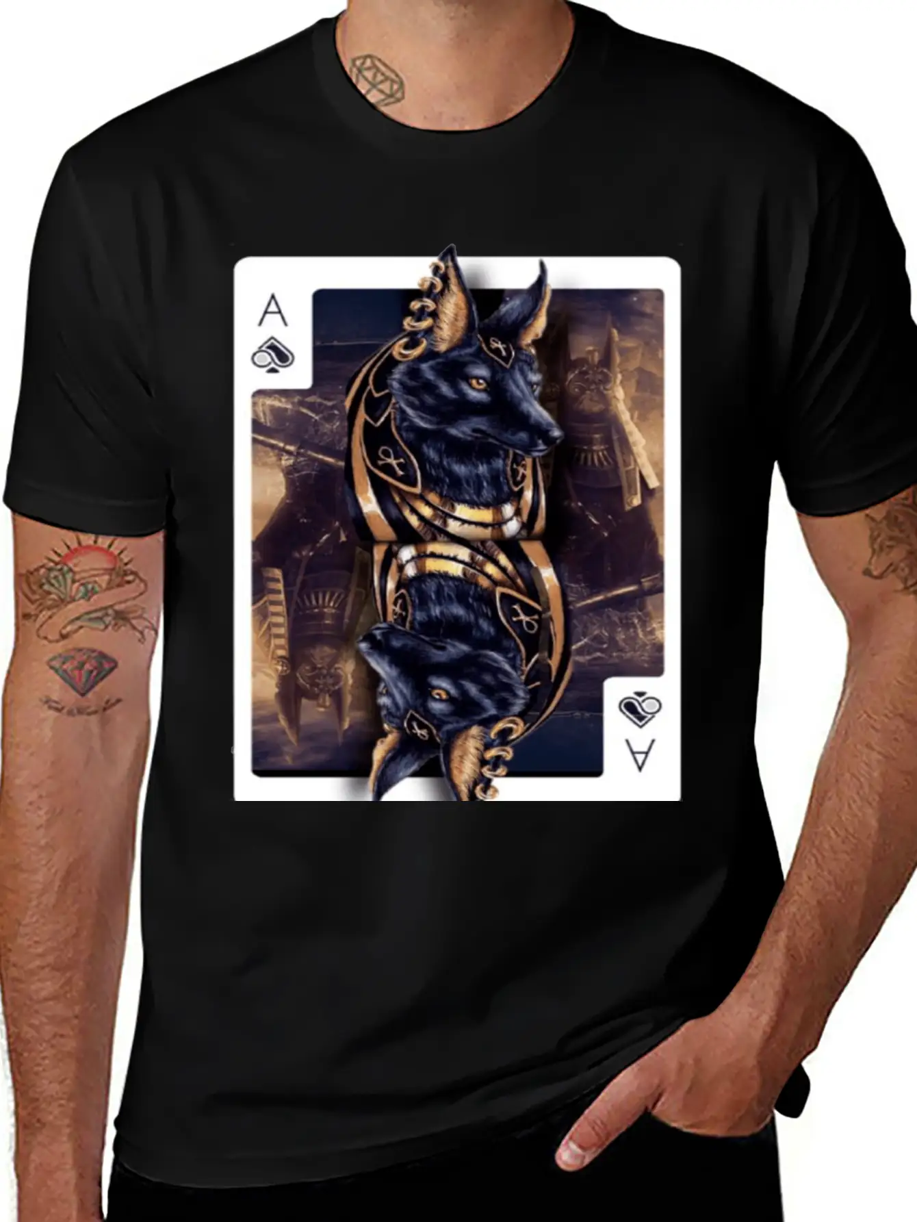 Anubis Egyptian God Of The Afterlife Classic Crew Neck Graphic Tee – Everyday Minimal Look