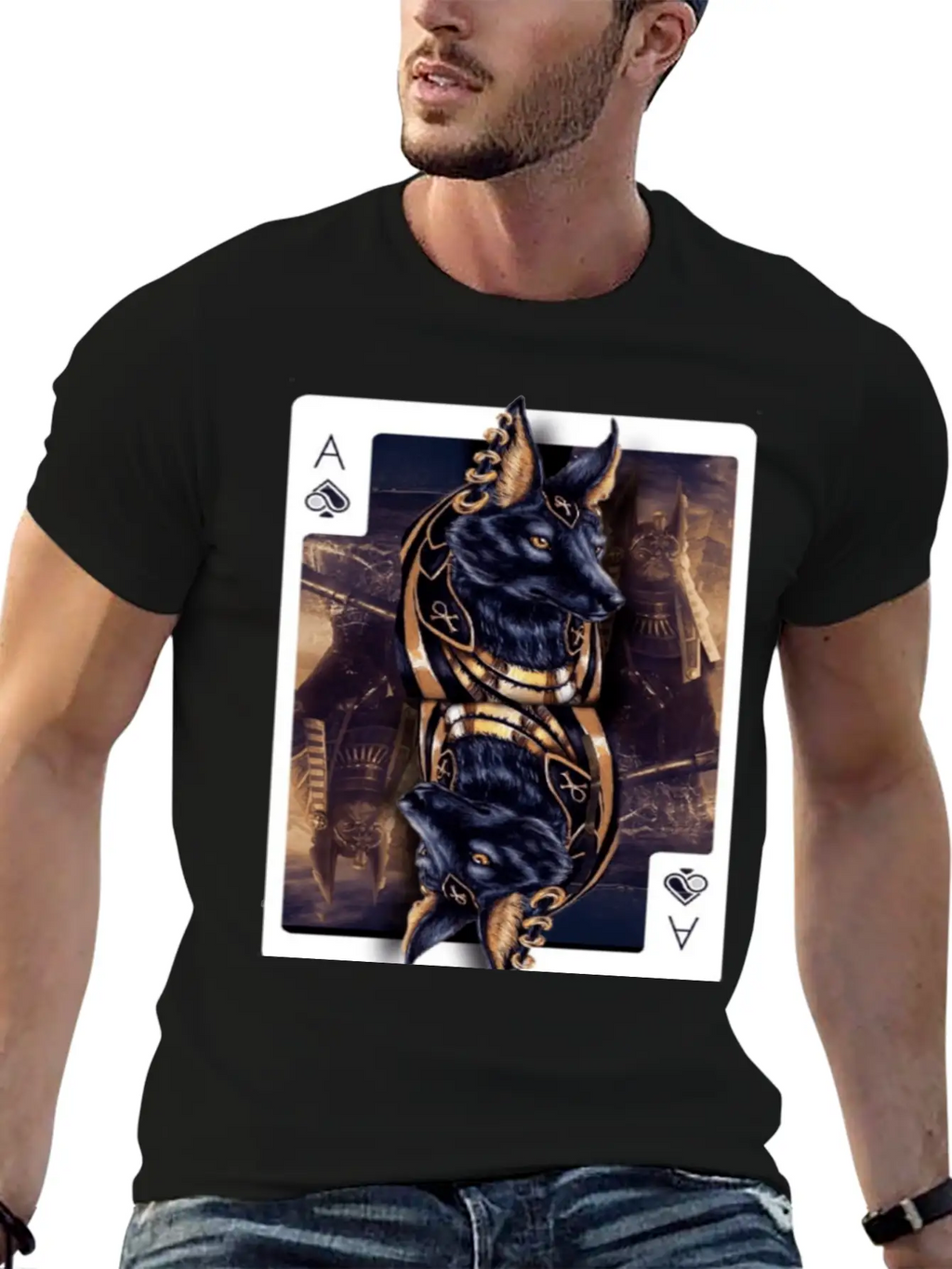 Anubis Egyptian God Of The Afterlife Classic Crew Neck Graphic Tee – Everyday Minimal Look