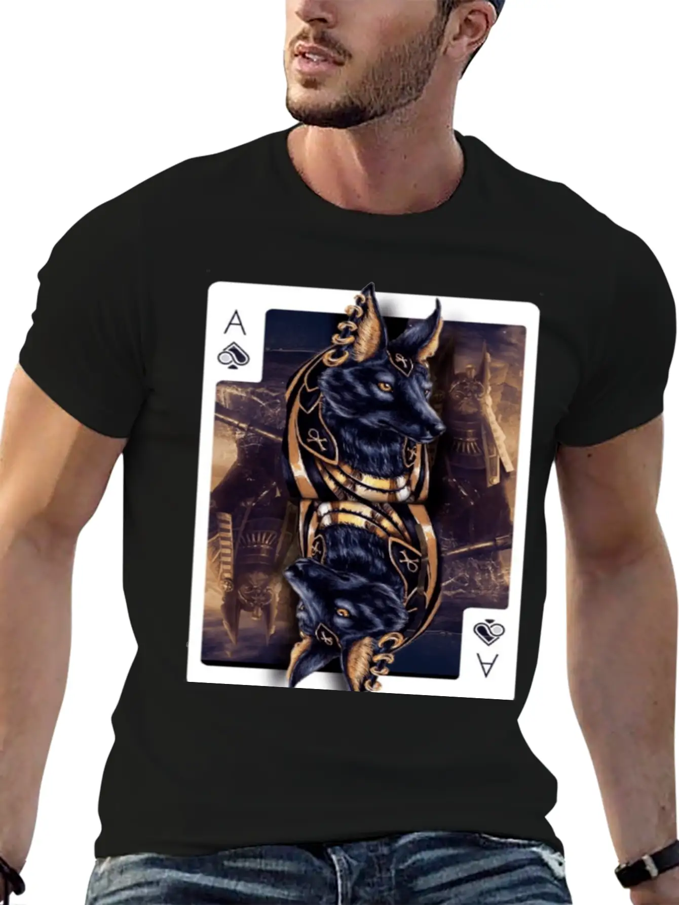 Anubis Egyptian God Of The Afterlife Classic Crew Neck Graphic Tee – Everyday Minimal Look