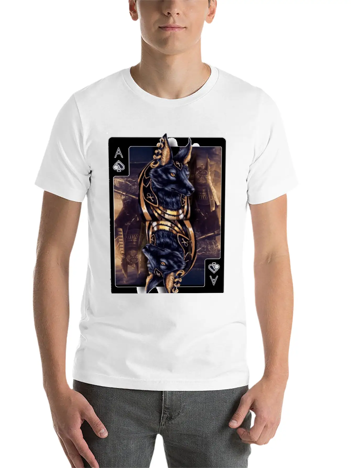 Anubis Egyptian God Of The Afterlife Classic Crew Neck Graphic Tee – Everyday Minimal Look