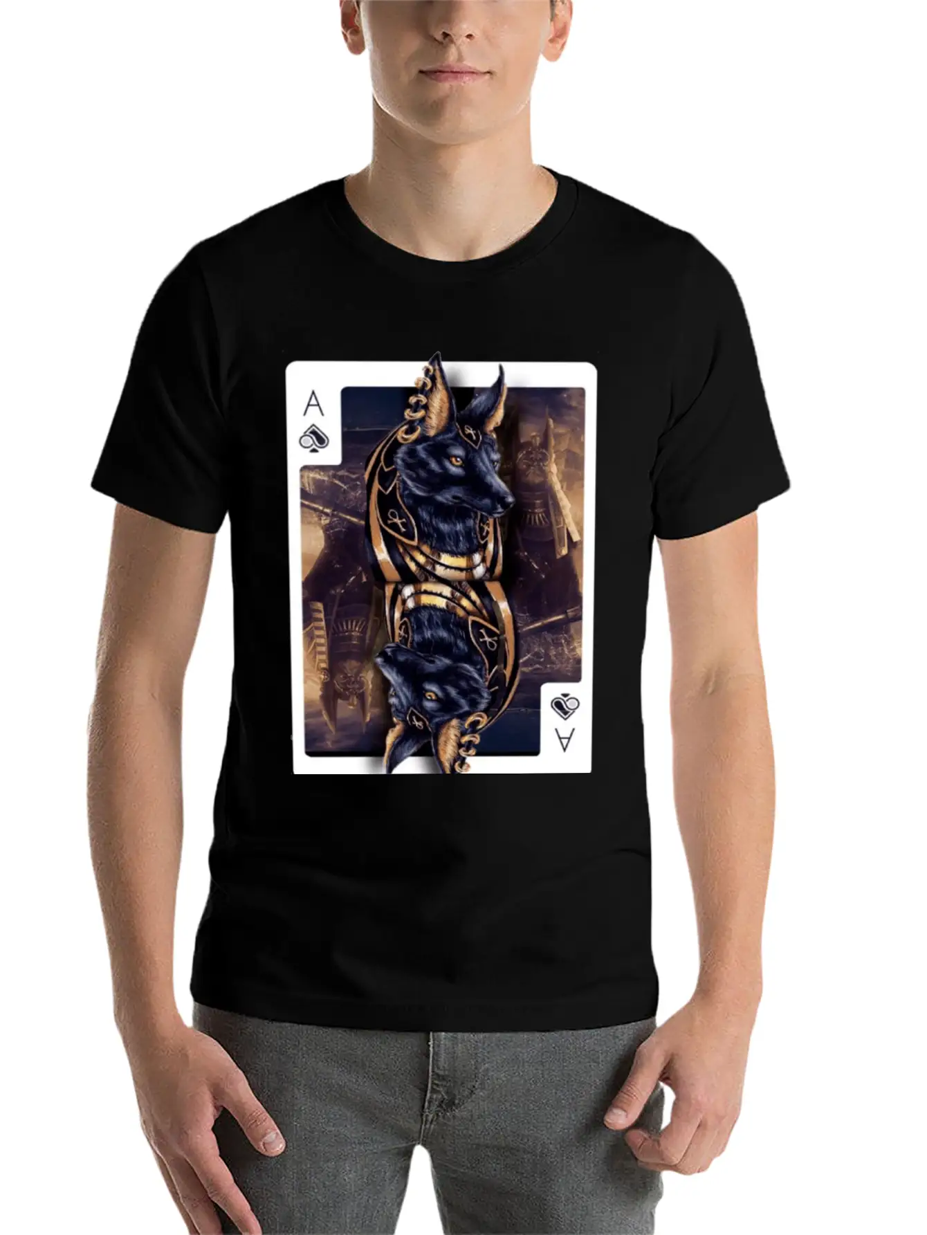 Anubis Egyptian God Of The Afterlife Classic Crew Neck Graphic Tee – Everyday Minimal Look