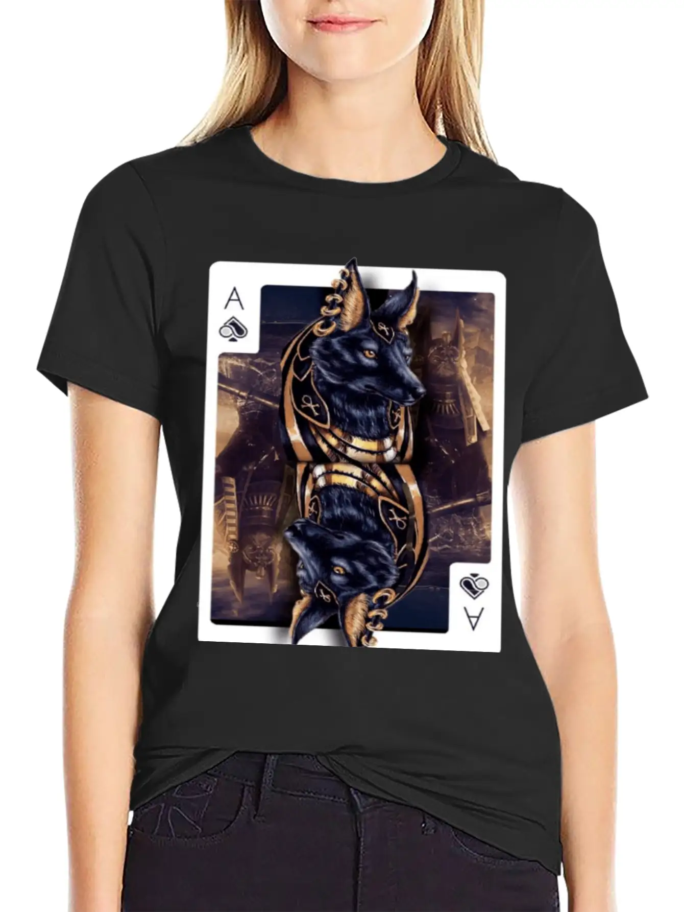 Anubis Egyptian God Of The Afterlife Classic Crew Neck Graphic Tee – Everyday Minimal Look