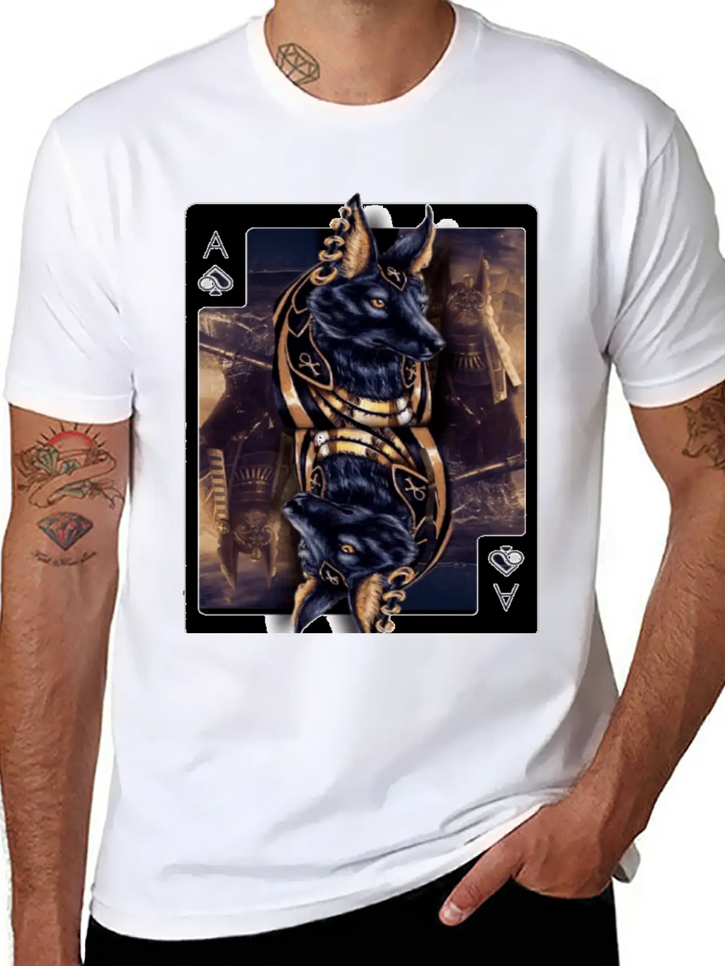Anubis Egyptian God Of The Afterlife Classic Crew Neck Graphic Tee – Everyday Minimal Look