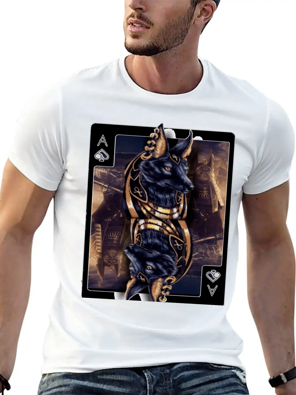 Anubis Egyptian God Of The Afterlife Classic Crew Neck Graphic Tee – Everyday Minimal Look