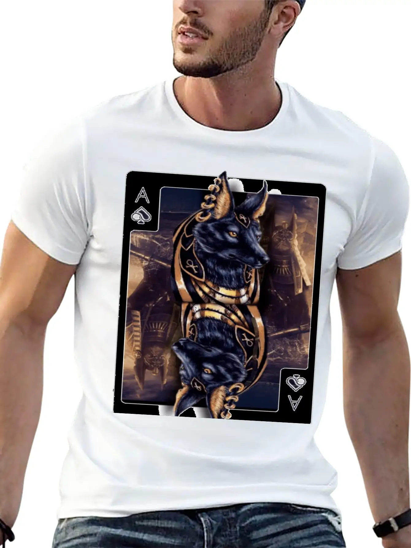 Anubis Egyptian God Of The Afterlife Classic Crew Neck Graphic Tee – Everyday Minimal Look