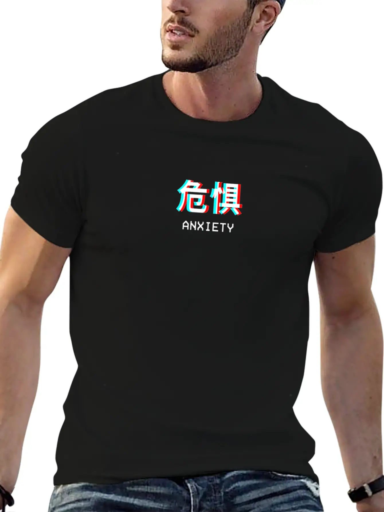 Anxiety Japanese Vaporwave Aesthetic Gift Classic Crew Neck Graphic Tee – Everyday Minimal Look